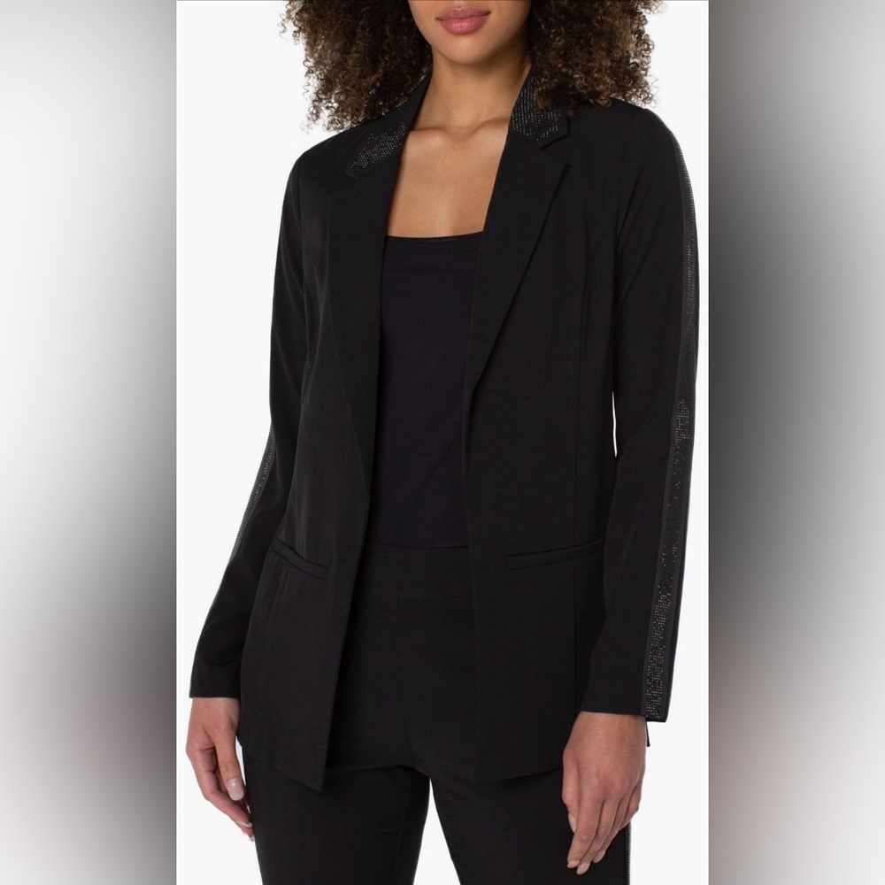 NWT Liverpool Los Angeles Embellished Boyfriend Blazer - Black - XS - Picture 2 of 15